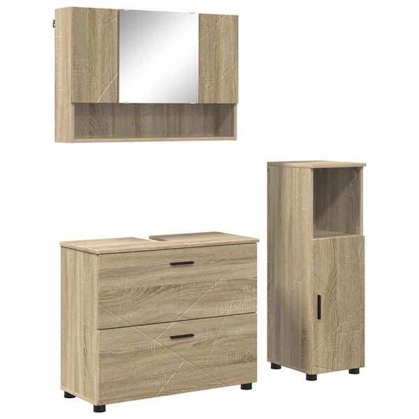 vidaXL Ensemble de mobilier de salle de bain 3 pcs Ch&ecirc;ne Sonoma