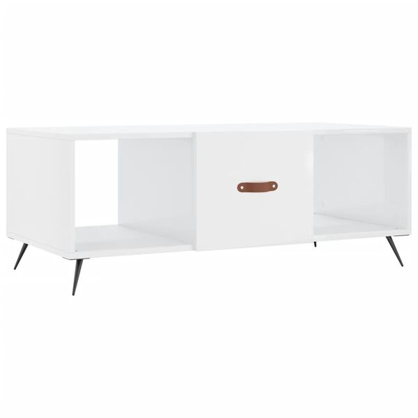 vidaXL Table basse Blanc brillant 102x50x40 cm Bois d'ingénierie