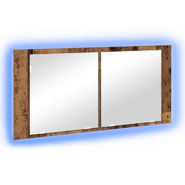 vidaXL Cabinet Miroir LED avec &eacute;tag&egrave;re Bois ancien 100 x 12 x 45 cm