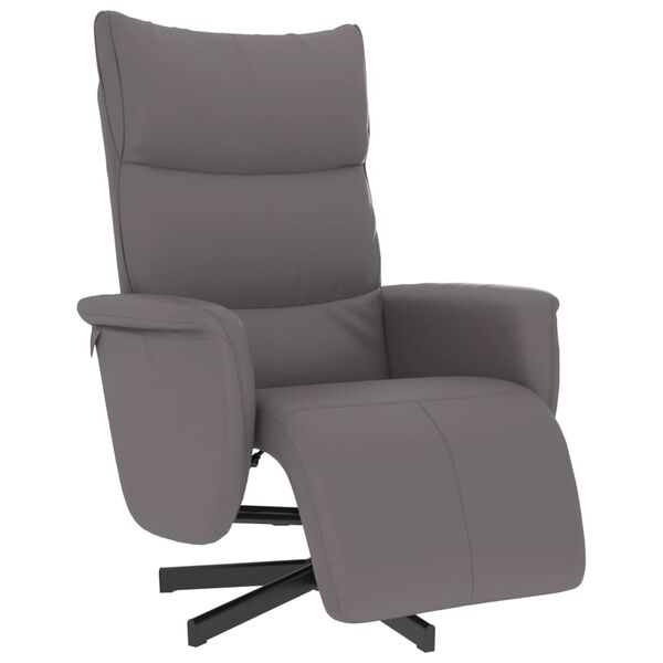 vidaXL Fauteuil inclinable avec repose-pieds gris similicuir