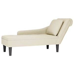 vidaXL Fauteuil long avec coussin et accoudoir droit cr&egrave;me velours