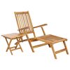 vidaXL Chaise de jardin pliante avec table Naturel Bois de teck massif