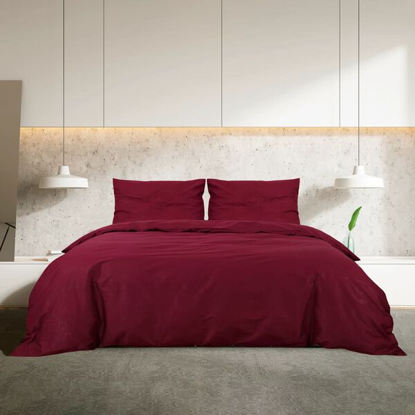 vidaXL Ensemble de housse de couette Bordeaux 200x200 cm Microfibre