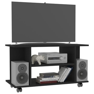 vidaXL Meuble TV avec roulettes noir 80x40x45 cm bois d'ingénierie