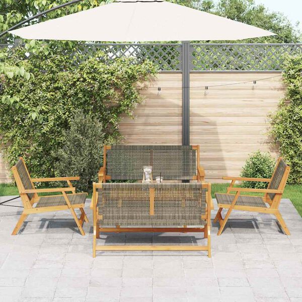 vidaXL Chaises de jardin avec table 5 pcs Gris 90 x 45 x 40 cm