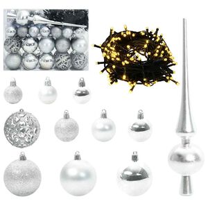 vidaXL Ensemble de Boules de No&euml;l 61 pc Argent &Oslash; 6 cm Plastique