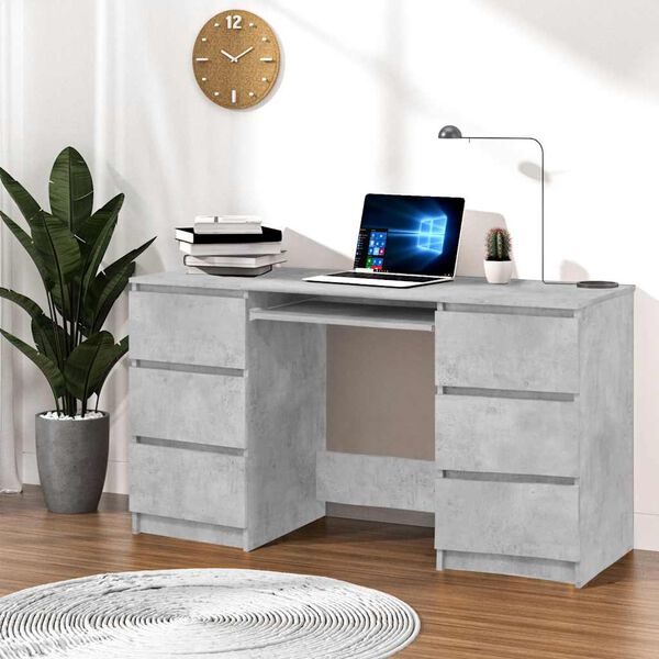 vidaXL Bureau Gris béton 140x50x77 cm Bois d'ingénierie