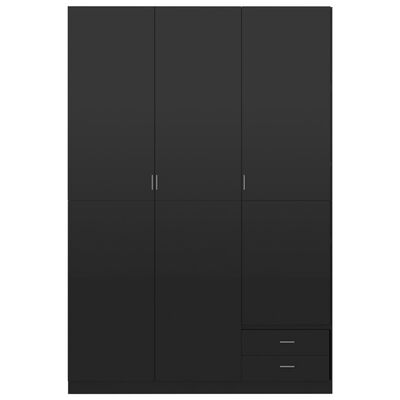 vidaXL Garde-robe à 3 portes Noir brillant 120x50x180 cm Aggloméré