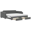 vidaXL Lit de jour avec gigogne et tiroirs gris fonc&eacute; 90x190 cm tissu