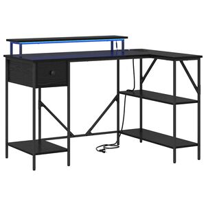 vidaXL Bureau Ch&ecirc;ne noir 120 x 79 x 86,5 cm Bois d'ing&eacute;nierie