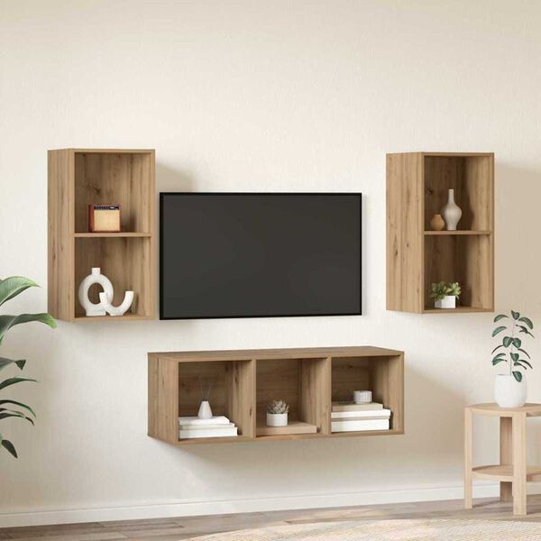 vidaXL Ensemble meuble TV 3 pcs Ch&ecirc;ne artisanal Bois d'ing&eacute;nierie