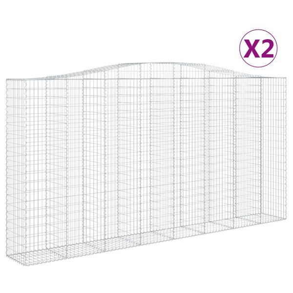 vidaXL Paniers à gabions arqués 2 pcs 400x50x200/220 cm Fer galvanisé