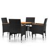 vidaXL Ensemble de bistro de jardin 5 pcs poly rotin et bois solide