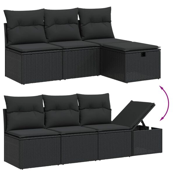 vidaXL Salon de jardin 8 pcs avec coussins noir r&eacute;sine tress&eacute;e