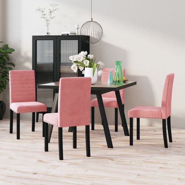 vidaXL Chaises &agrave; manger lot de 4 rose velours