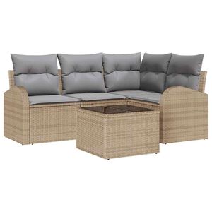 vidaXL Ensemble de canap&eacute; de jardin 5 pcs Beige et gris clair