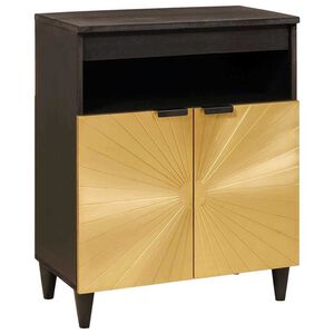 vidaXL Buffet Noir et or 60 x 33 x 75 cm Bois de mangue massif