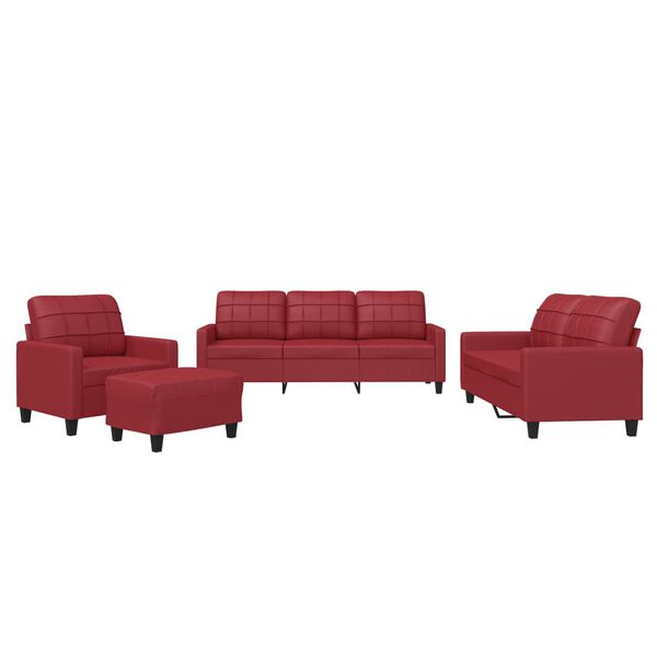 vidaXL Ensemble de canap&eacute;s 4 pcs et coussins Rouge bordeaux Similicuir