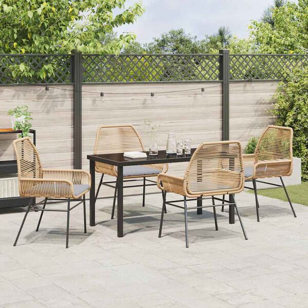 vidaXL Ensemble de salle &agrave; manger pour jardin 5 pcs Marron polyrotin