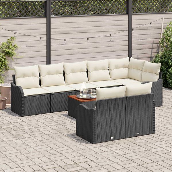 vidaXL Ensemble de canap&eacute; de jardin 9 pcs Noir et blanc
