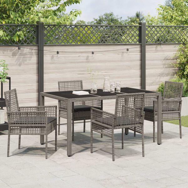 vidaXL Ensemble de salle &agrave; manger pour jardin 5 pcs Gris polyrotin