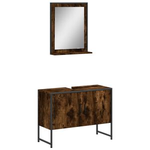 vidaXL Ensemble d'armoires de salle de bain 2 pcs ch&ecirc;ne fum&eacute;