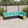 vidaXL Salon de jardin 7 pcs avec coussins noir r&eacute;sine tress&eacute;e