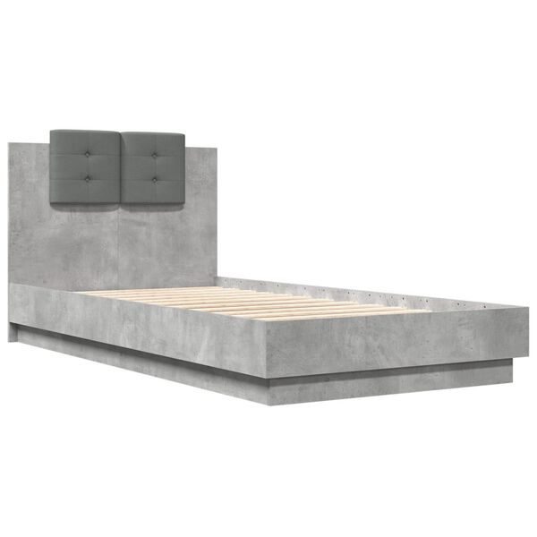 vidaXL Cadre de lit sans matelas gris b&eacute;ton 90x190 cm