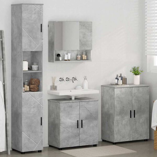 vidaXL Ensemble de mobilier de salle de bain 4 pcs Gris b&eacute;ton