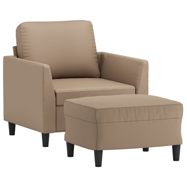 vidaXL Fauteuil avec repose-pied Cappuccino 60 cm Similicuir