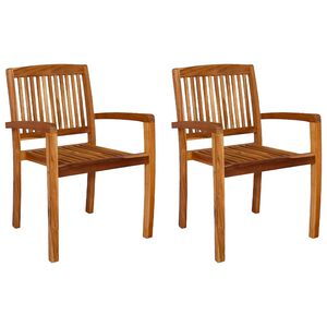 vidaXL Chaises empilables &agrave; manger de jardin lot de 2 Bois teck solide