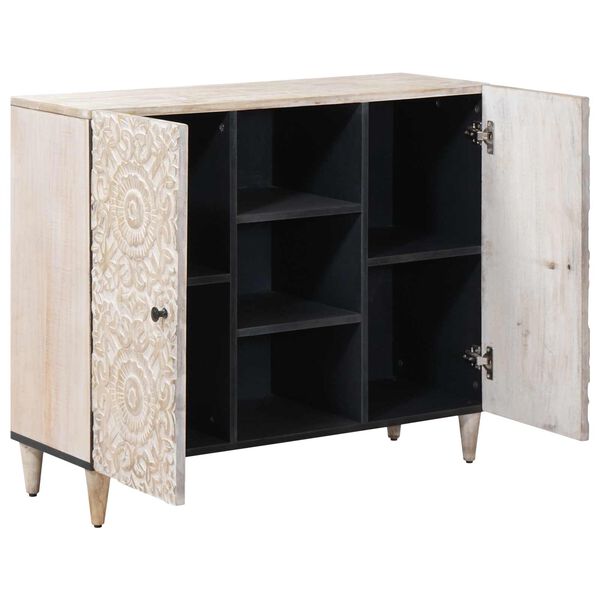 vidaXL Buffet avec porte Blanc 90 x 33,5 x 75 cm Bois de mangue massif
