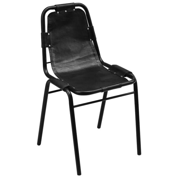 vidaXL Chaises &agrave; manger lot de 6 noir cuir v&eacute;ritable