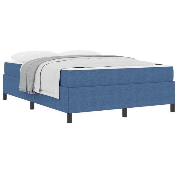 vidaXL Cadre de lit avec matelas Bleu 160 x 200 cm tissu