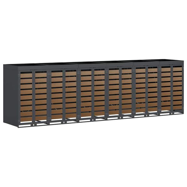 vidaXL Rangement de poubelle &agrave; roulettes pour 3 poubelles Anthracite