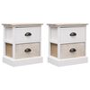 vidaXL 2 pcs Tables de chevet Blanc et naturel 38x28x45 cm Paulownia