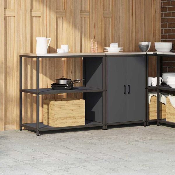 vidaXL Ensemble de rangement cuisine avec &eacute;tag&egrave;re 2 pcs Anthracite