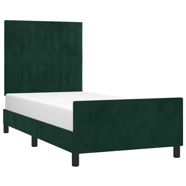 vidaXL Cadre de lit sans matelas vert fonc&eacute; 100x200 cm velours