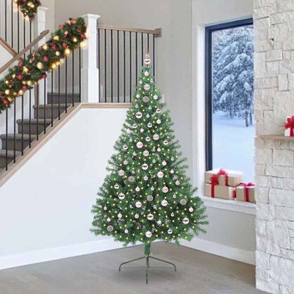 vidaXL Sapin de No&euml;l artificiel pr&eacute;-&eacute;clair&eacute; Vert 240 cm PVC