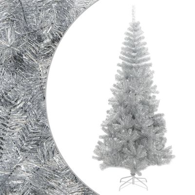 vidaXL Sapin de Noël artificiel avec support Argenté 180 cm PET