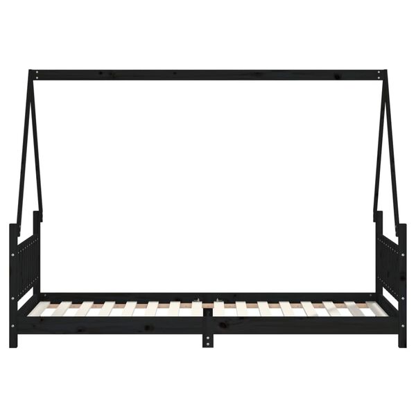 vidaXL Cadre de lit pour enfants noir 80x200 cm bois de pin massif