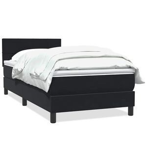 vidaXL Sommier &agrave; lattes de lit avec matelas noir 90x210 cm velours