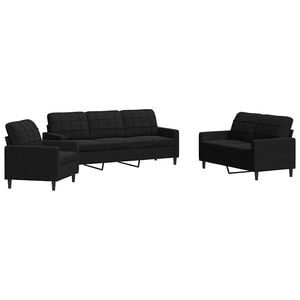 vidaXL Ensemble de canap&eacute;s 3 pcs avec coussins Noir Velours