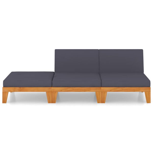 vidaXL Salon de jardin 3 pcs avec coussins Bois d'acacia solide