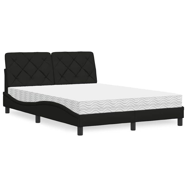vidaXL Lit avec matelas noir 140x190 cm tissu