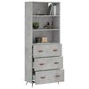 vidaXL Buffet haut Gris b&eacute;ton 69,5x34x180 cm Bois d'ing&eacute;nierie