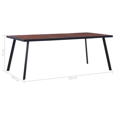 vidaXL Table de salle à manger bois foncé et noir 200x100x75 cm MDF
