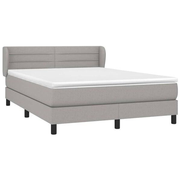 vidaXL Sommier &agrave; lattes de lit avec matelas Gris clair 140x200cm Tissu