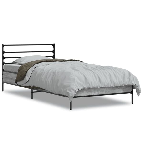 vidaXL Cadre de lit sans matelas sonoma gris 100x200 cm