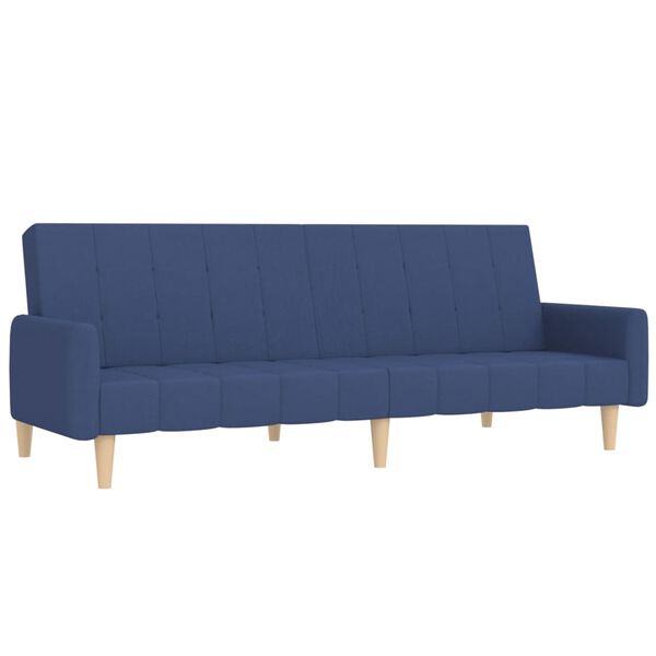 vidaXL Canap&eacute;-lit &agrave; 2 places avec repose-pied Bleu Tissu